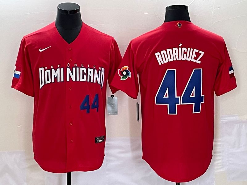 Men 2023 World Cub Dominicana #44 Rodriguez Red Nike MLB Jersey1